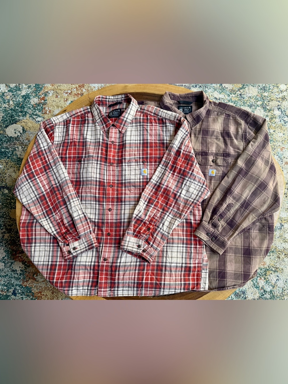 Carhartt Lot of 2 Plaid Flannel Button-Up Shirts Mens 3XL Big & Tall Pockets